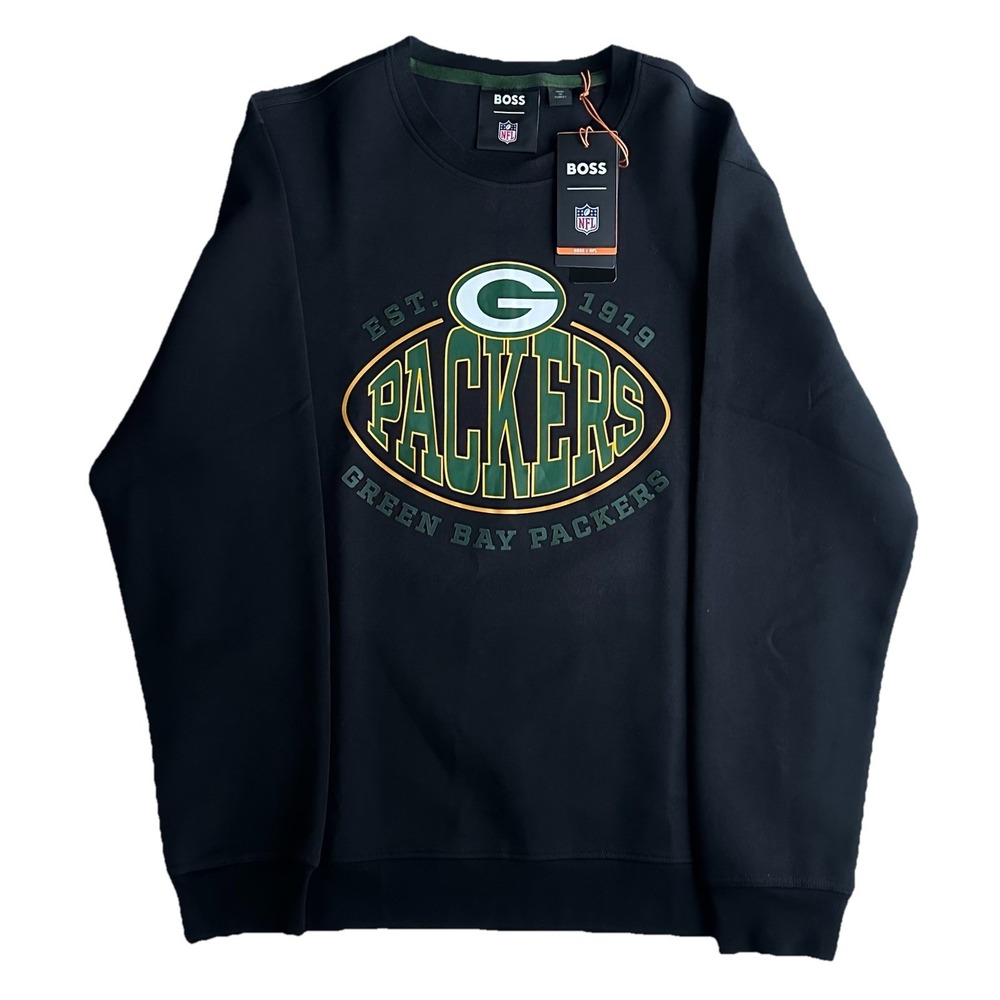 Hugo Boss NFL Green Bay Packers Crewneck Sweater Mens Size Large Black Football